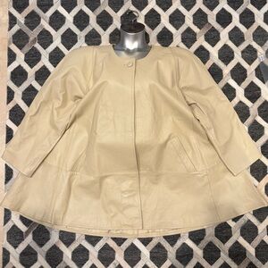 PLUS SIZE Mark Reed 1980’s Vintage Cream Beige Leather Jacket size 1X STUNNING